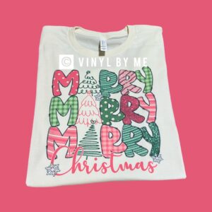 Oatmeal Merry Merry Merry Christmas tee